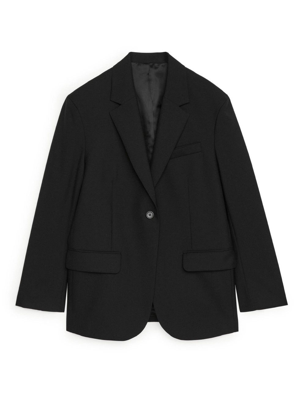 Arket Oversized Wool Hopsack Blazer in Black